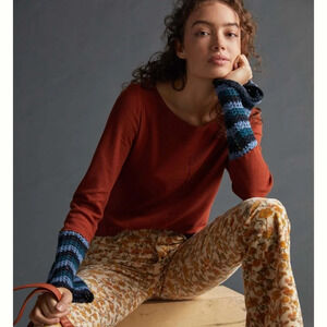 Anthropologie Pilcro Crochet Cuffed Top